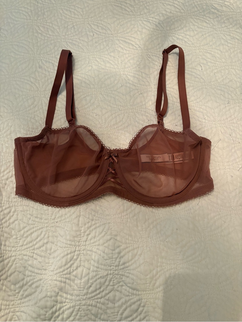 NWOT Victoria’s Secret Dream Angels Sheer Mauve Underwire Balconette Bra 34D